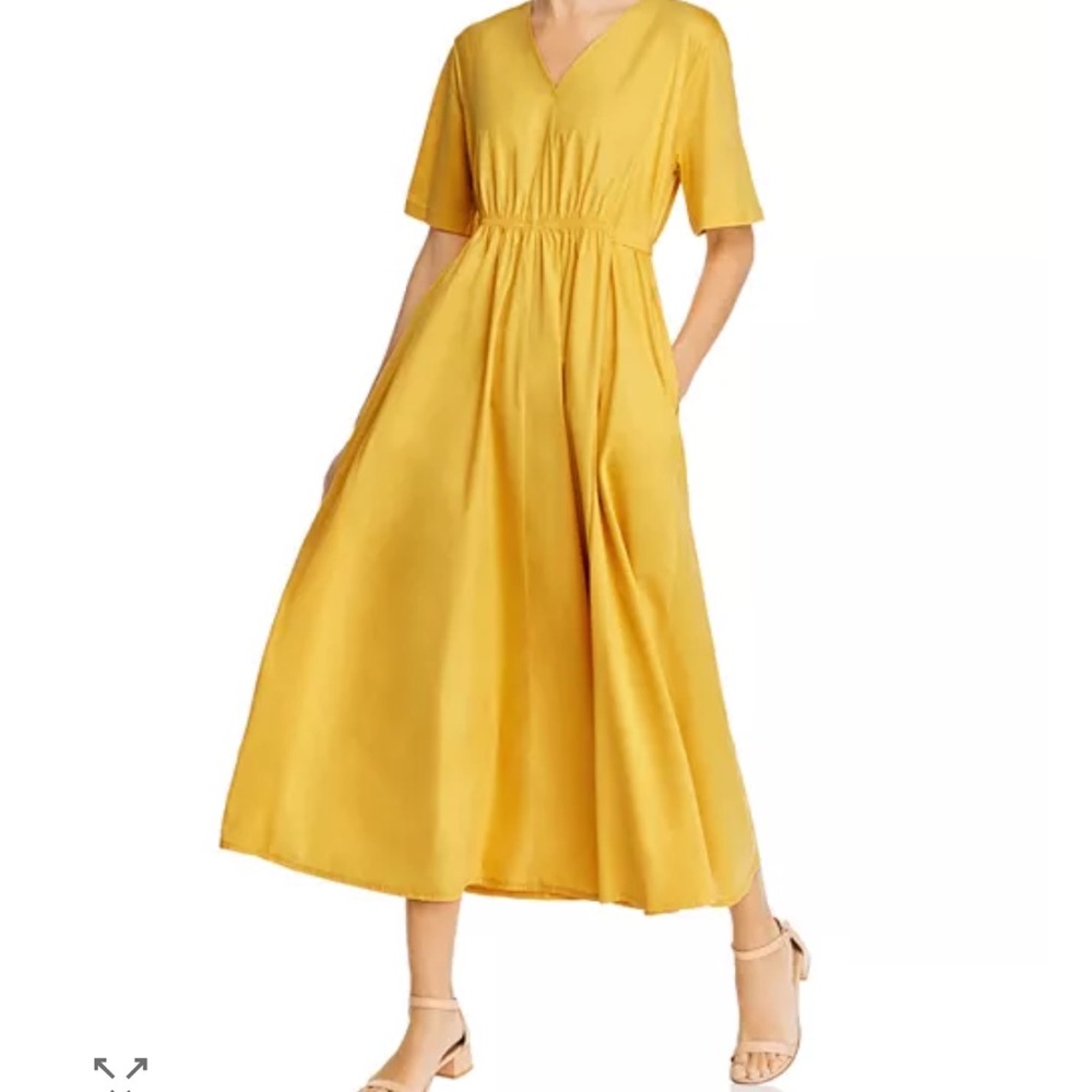 MaxMara Sunflower Yellow V‑Neck Midi Dress